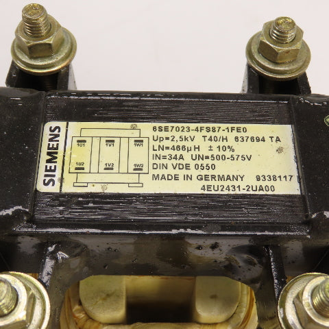 Siemens 6SE7023-4FS87-1FE0 AC Reactor Unit 34A 500-575V 2,5kV