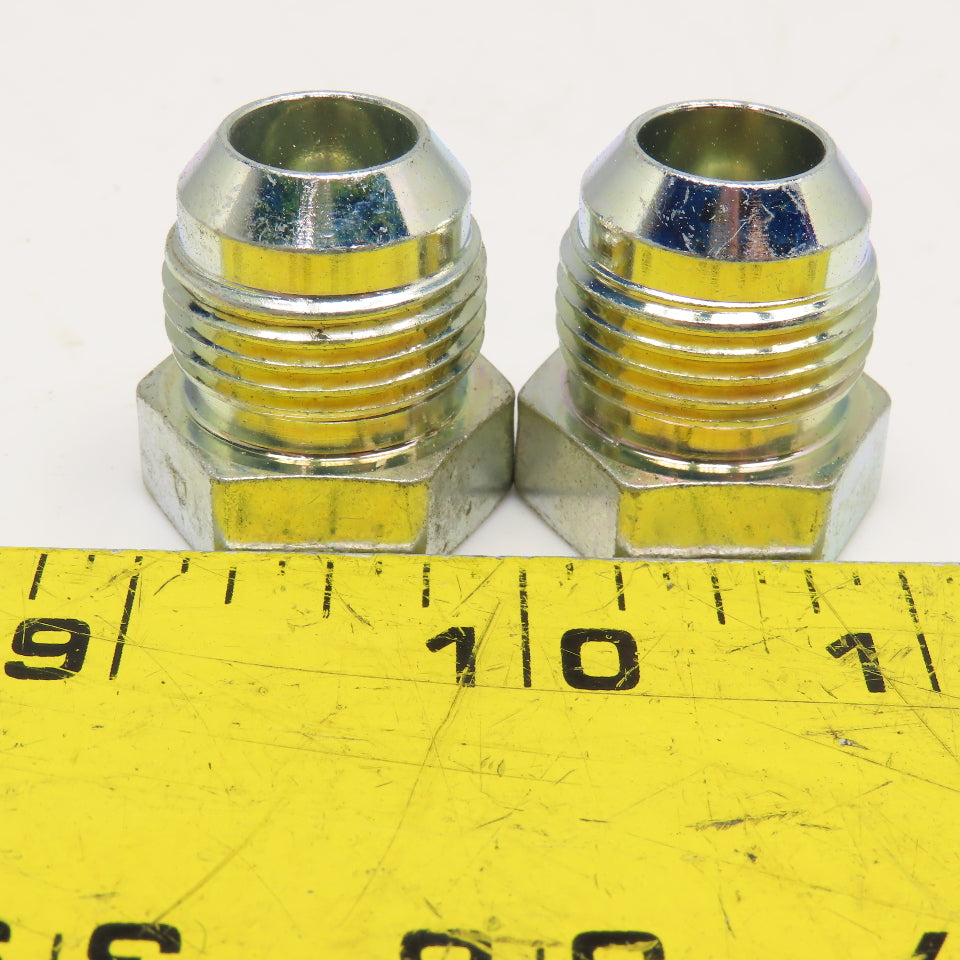 Parker 5/8" JIC 37° Flare Hex Plug 7/8"-18 Thread Zinc Lot Of 2