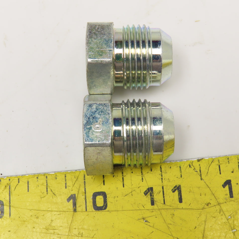 Parker 5/8" JIC 37° Flare Hex Plug 7/8"-18 Thread Zinc Lot Of 2
