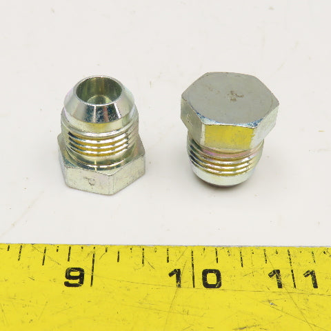 Parker 5/8" JIC 37° Flare Hex Plug 7/8"-18 Thread Zinc Lot Of 2
