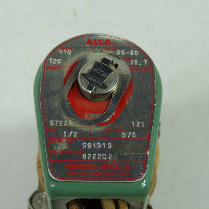 Asco 8222D2 Solenoid Valve 1/2" NPT 5/8 Orifice 120V Coil