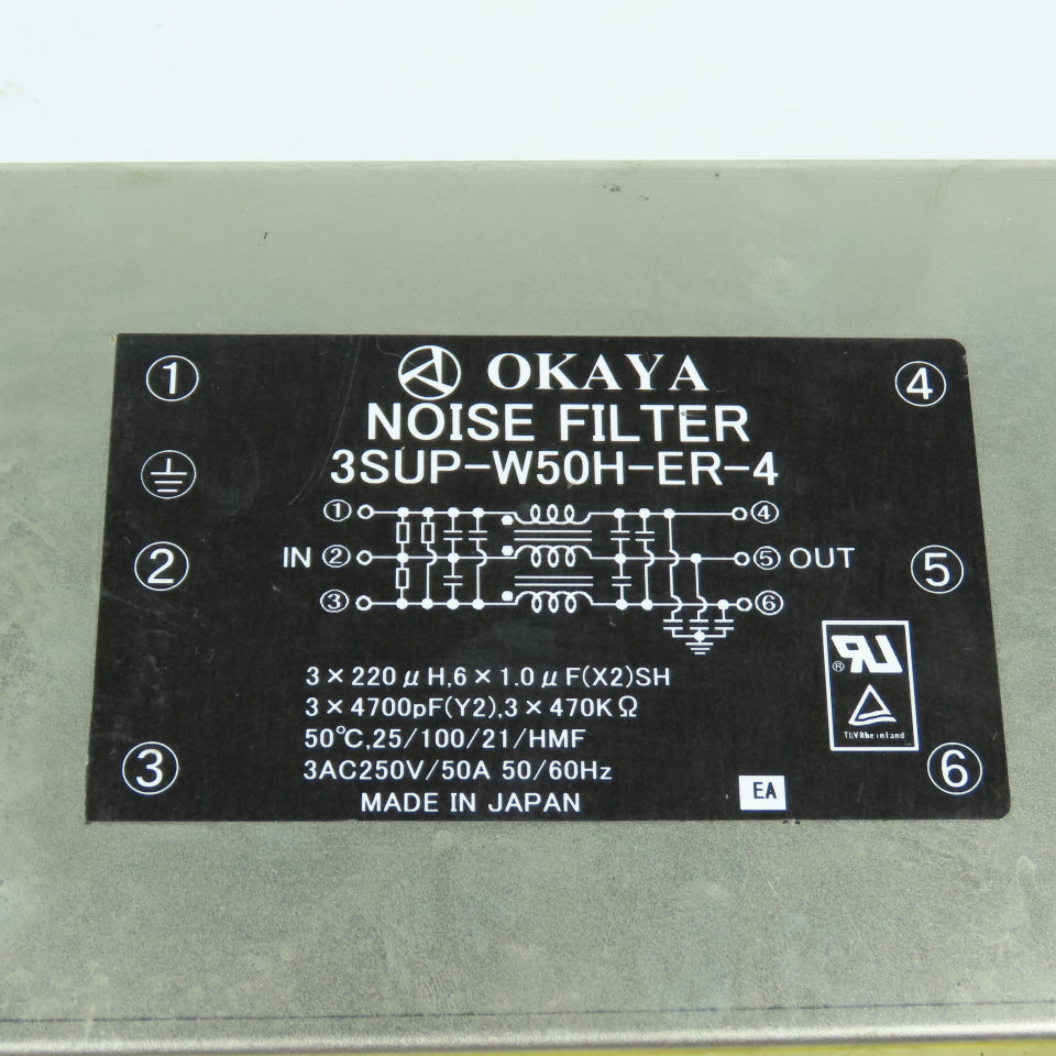 Okaya 3SUP-W50H-ER-4 Noise Filter 4700pF 3-Phase 250V 50A 50/60HZ
