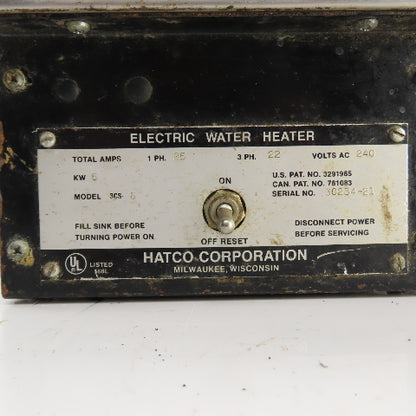 Hatco 3CS-6 6kW Electric Sanitizing Sink Water Heater 1/3PH 25/22A 240VAC