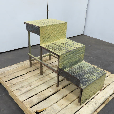 3 Step Steel Stationary Step Ladder 24" Tall 36" OAL 16" Wide