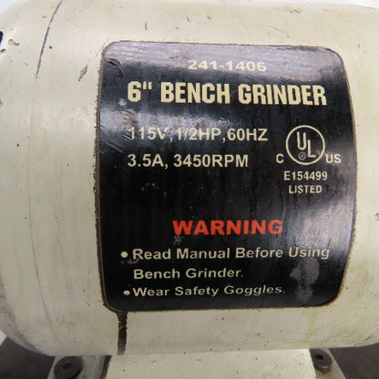 Tool Shop 241-1406 6" Dual Wheel Pedestal Bench Grinder 115V 1/2HP 3450RPM