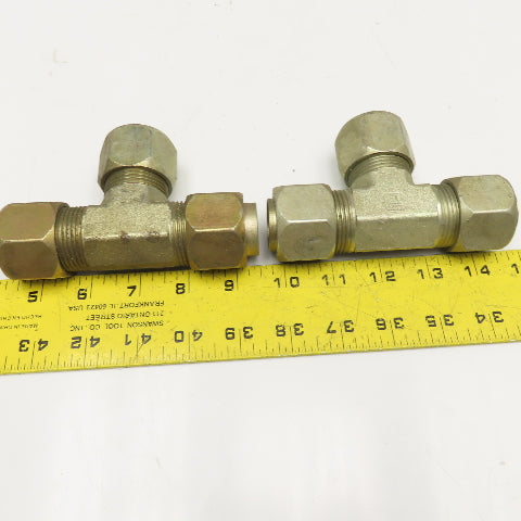 Parker 1" Steel Hydraulic Compression Tube TEE Fitting Lot Of 2