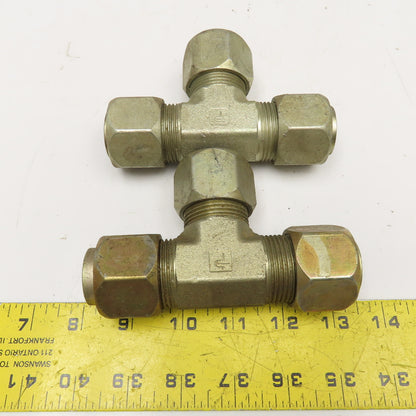 Parker 1" Steel Hydraulic Compression Tube TEE Fitting Lot Of 2
