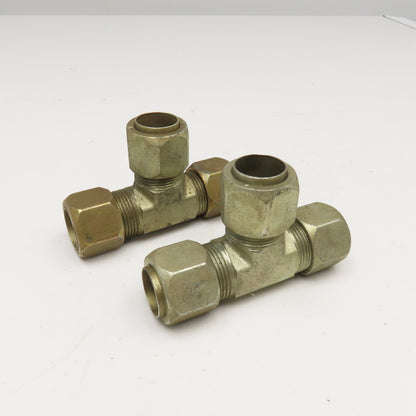 Parker 1" Steel Hydraulic Compression Tube TEE Fitting Lot Of 2