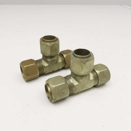 Parker 1" Steel Hydraulic Compression Tube TEE Fitting Lot Of 2