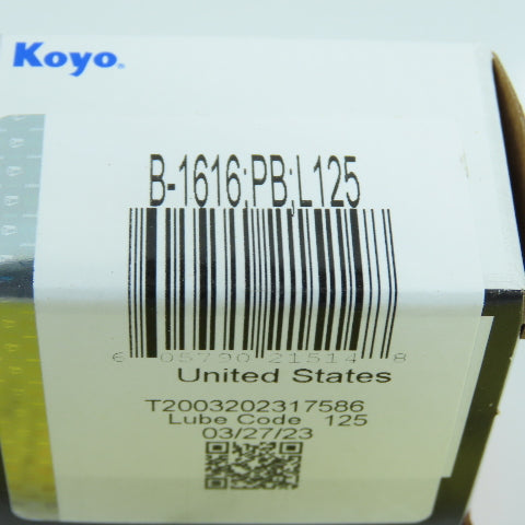Koyo B-1616;PB;L125 Needle Roller Bearing 1" ID x 1-1/4" OD x 1" W Lot Of 2 NEW