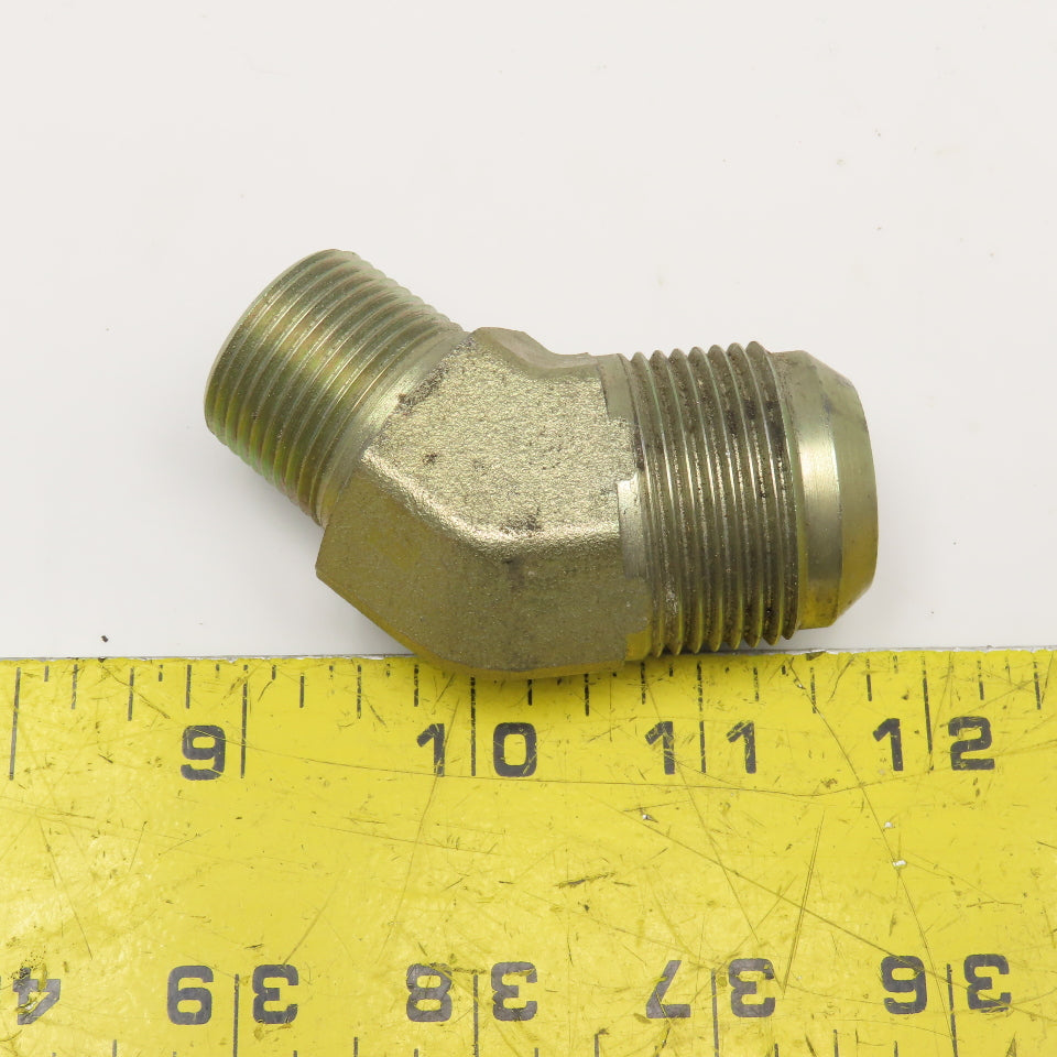 Parker 1" (-16) Male JIC Flare x 3/4" NPT Male Elbow 45°