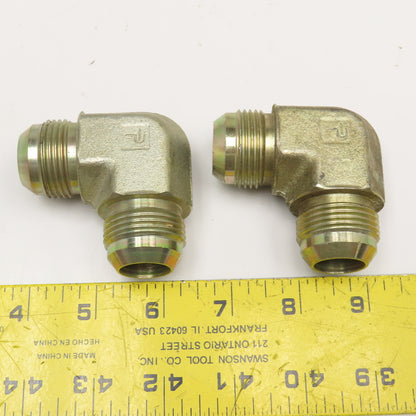 Parker 7/8" (-14) 1-3/16"-12 JIC Male x 7/8" JIC Male Elbow 90° Lot Of 2