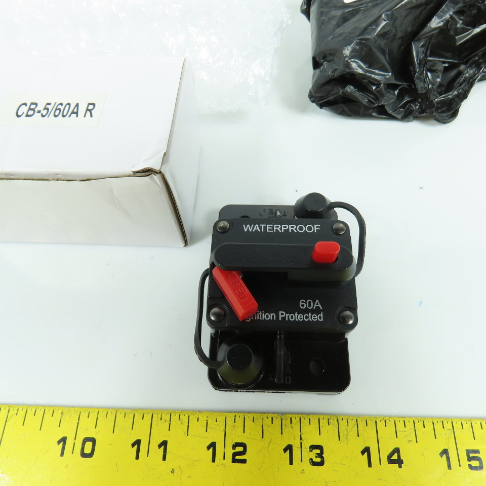 ECT636-1 Waterproof 60A Circuit Breaker Inline Fuse Holder 12-48VDC RV Auto