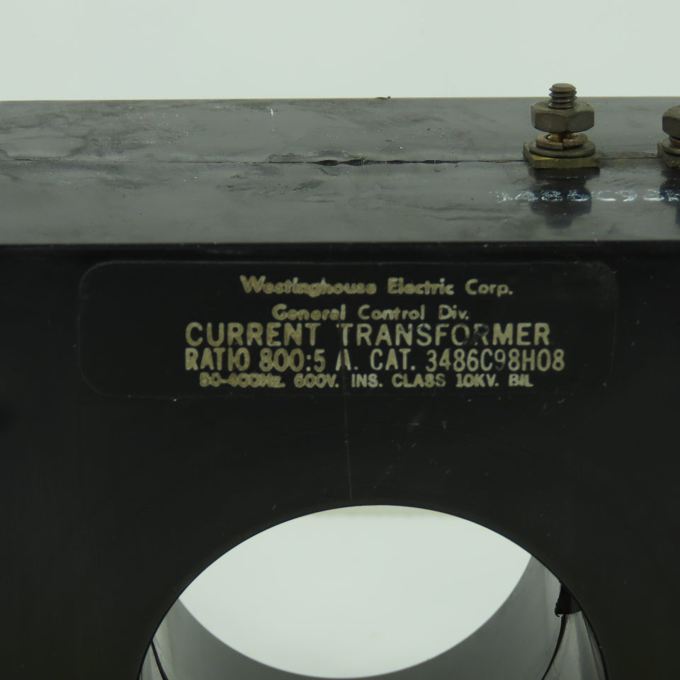 Westinghouse 3486C98H08 Current Transformer Ratio 800:5 A 600V 50-400Hz 10KV