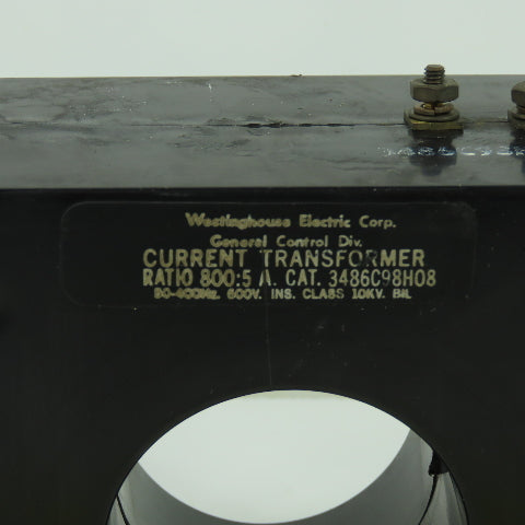 Westinghouse 3486C98H08 Current Transformer Ratio 800:5 A 600V 50-400Hz 10KV