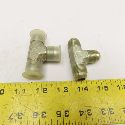 Parker 1/2" (-8) JIC Male Tee 3/4"-16 Thread Lot Of 2