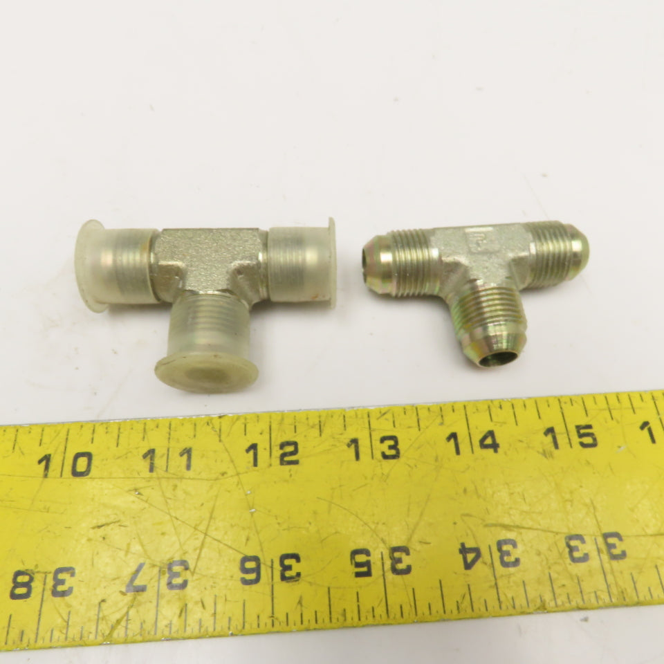 Parker 1/2" (-8) JIC Male Tee 3/4"-16 Thread Lot Of 2
