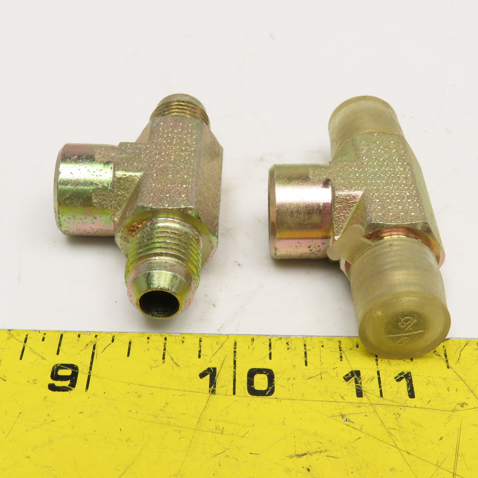 3/8" JIC x 1/4" NPT Female x 3/8" JIC Branch Tee Lot Of 2