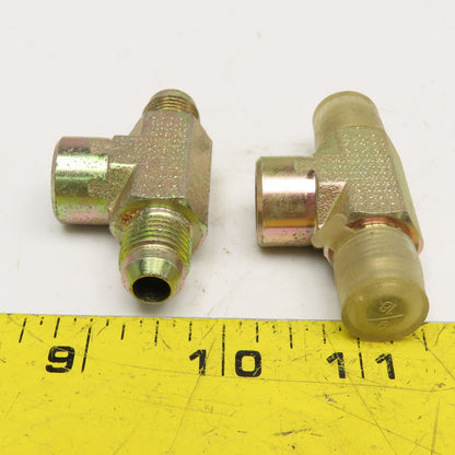 3/8" JIC x 1/4" NPT Female x 3/8" JIC Branch Tee Lot Of 2