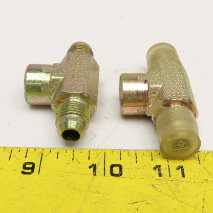 3/8" JIC x 1/4" NPT Female x 3/8" JIC Branch Tee Lot Of 2