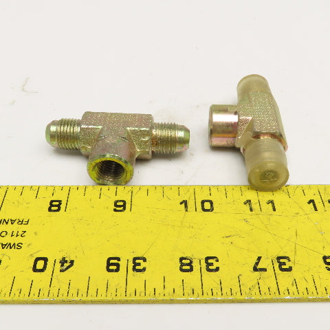 3/8" JIC x 1/4" NPT Female x 3/8" JIC Branch Tee Lot Of 2