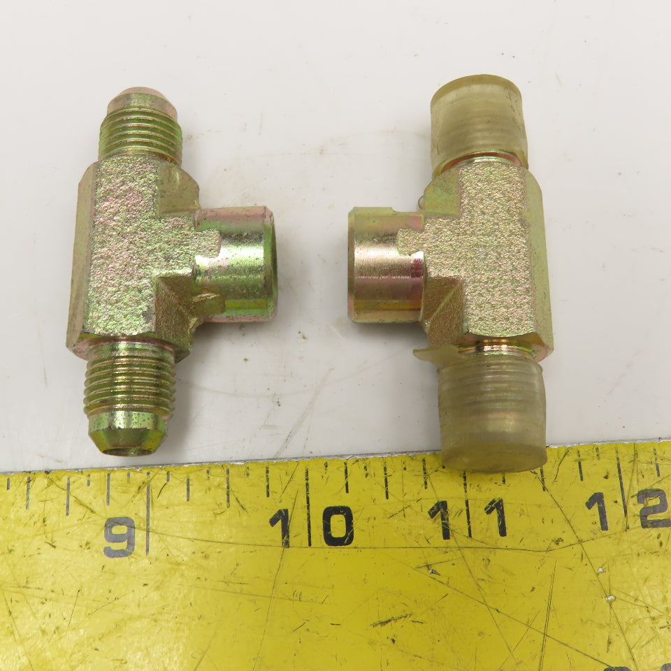 3/8" JIC x 1/4" NPT Female x 3/8" JIC Branch Tee Lot Of 2