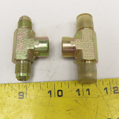 3/8" JIC x 1/4" NPT Female x 3/8" JIC Branch Tee Lot Of 2