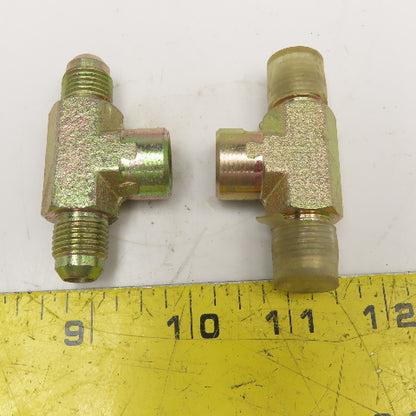 3/8" JIC x 1/4" NPT Female x 3/8" JIC Branch Tee Lot Of 2