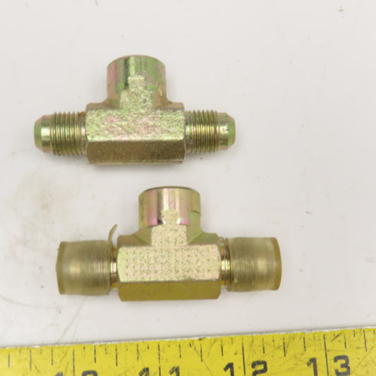 3/8" JIC x 1/4" NPT Female x 3/8" JIC Branch Tee Lot Of 2