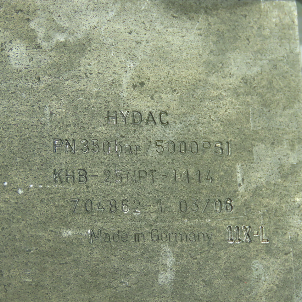 Hydac KHB-25NPT-1114 Ball Valve 350Bar 5000PSI 1" NPT