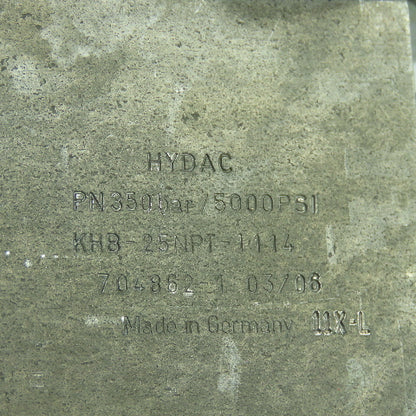 Hydac KHB-25NPT-1114 Ball Valve 350Bar 5000PSI 1" NPT
