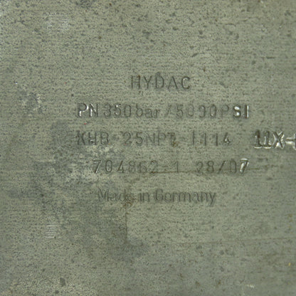 Hydac KHB-25NPT-1114 Ball Valve 350Bar 5000PSI 1" NPT
