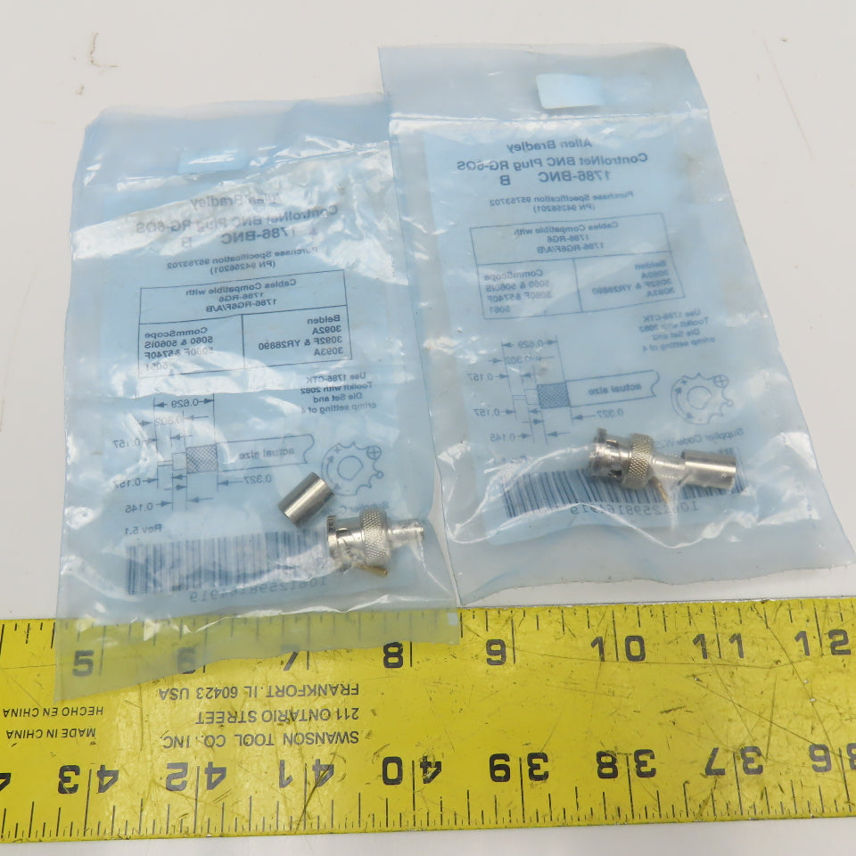 Allen Bradley 1786-BNC ControlNet Media Coaxial BNC Connector RG-6QS Lot Of 2
