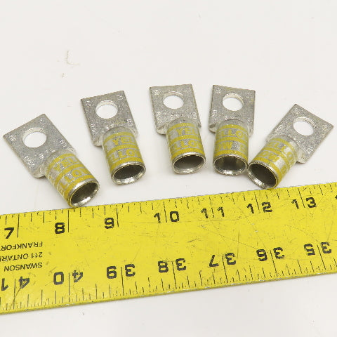 T&B 250 Kcmil Yellow Crimp On Copper Wire Terminal Lug Lot Of 5