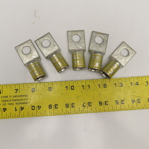 T&B 250 Kcmil Yellow Crimp On Copper Wire Terminal Lug Lot Of 5