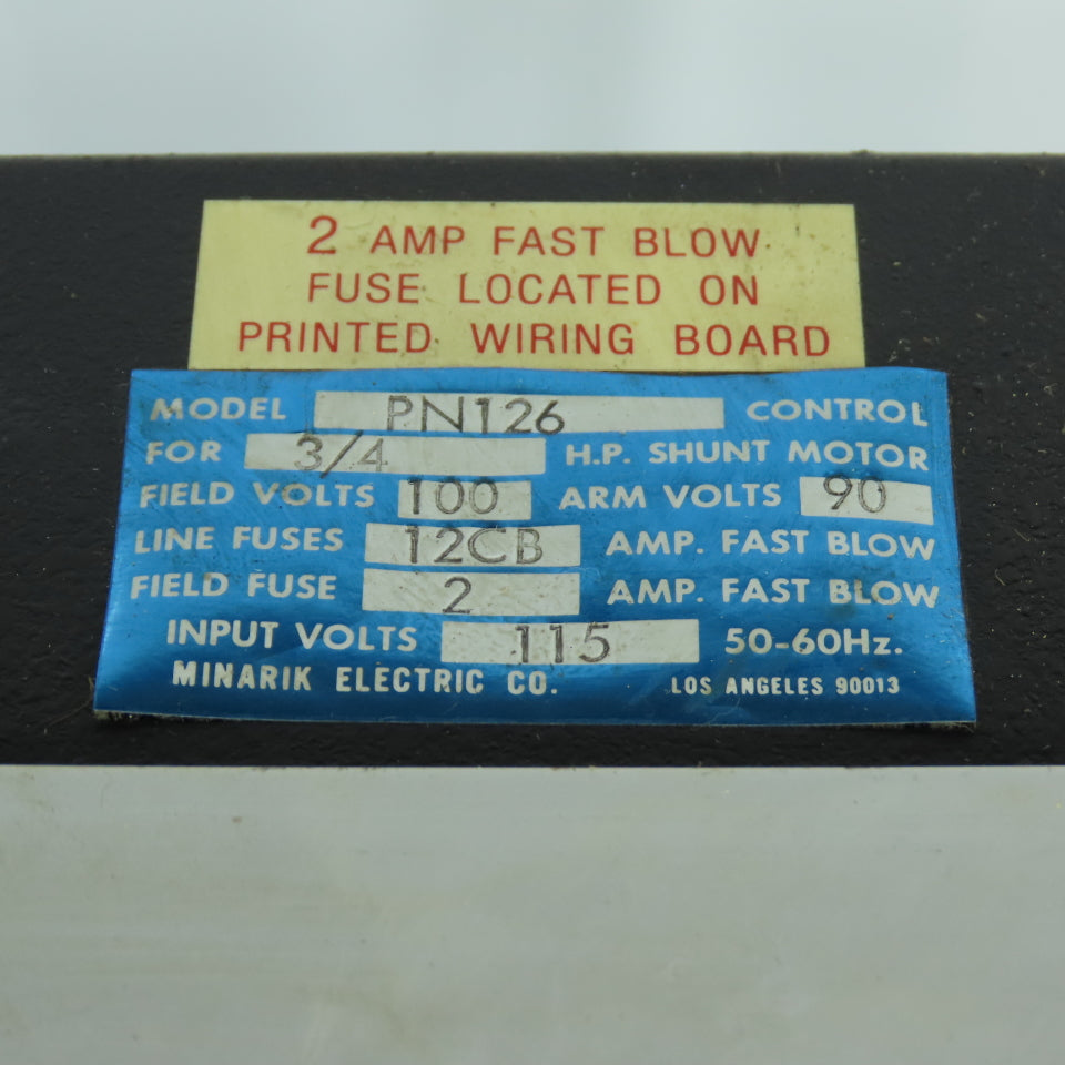 Minarik PN126 Blue Chip II 3/4HP DC Motor Speed Controller 115VAC In 90VDC Out