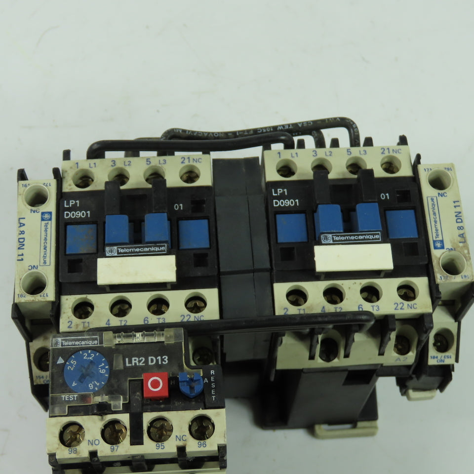 Telemecanique LP1 D0901 Reversing Contactor 600V 25A 24V Coil W/Overload Relay