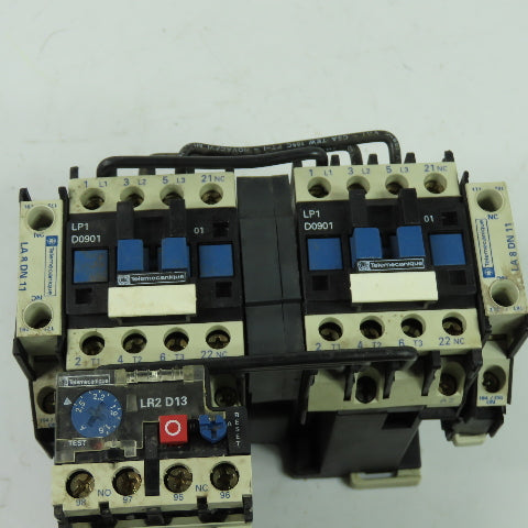 Telemecanique LP1 D0901 Reversing Contactor 600V 25A 24V Coil W/Overload Relay