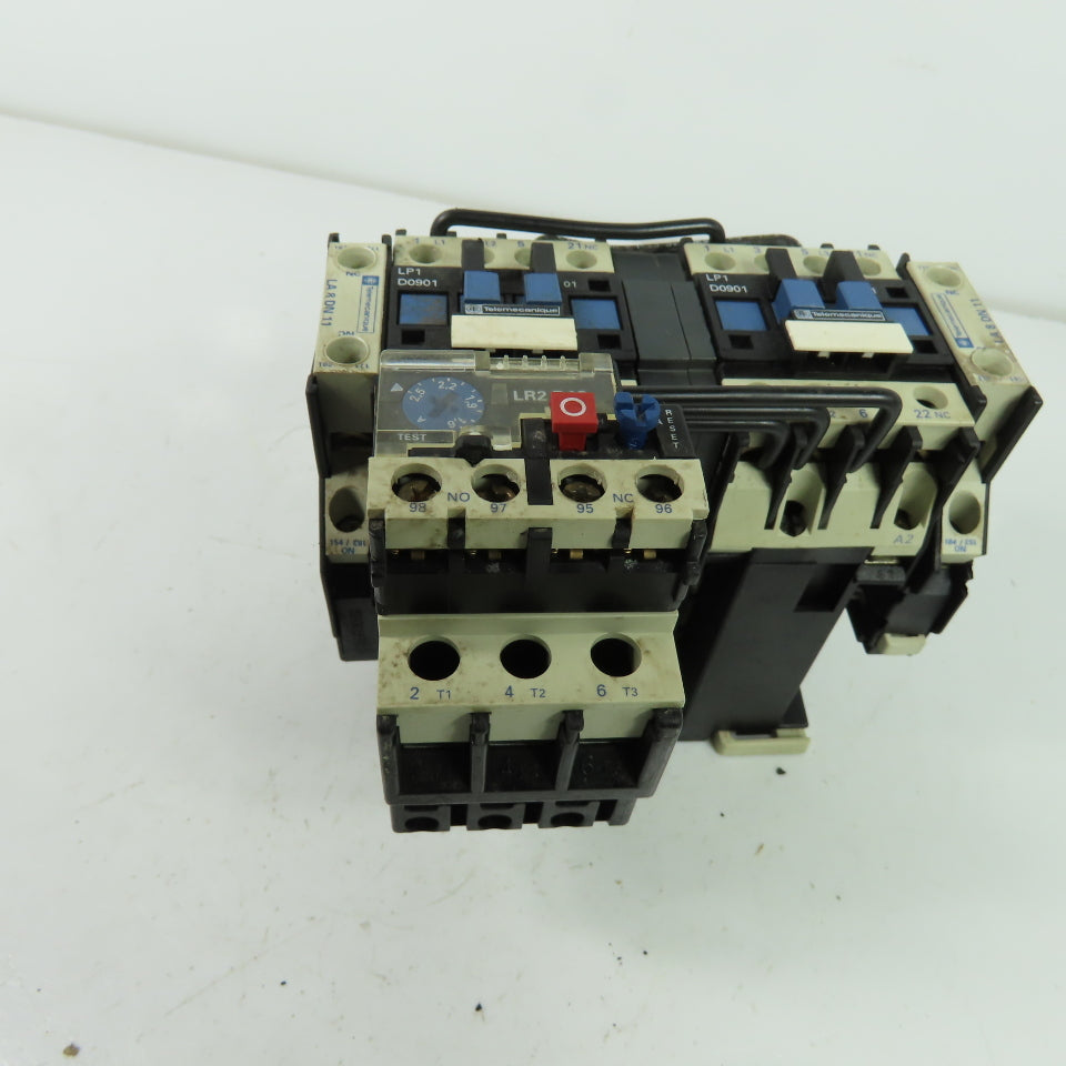 Telemecanique LP1 D0901 Reversing Contactor 600V 25A 24V Coil W/Overload Relay