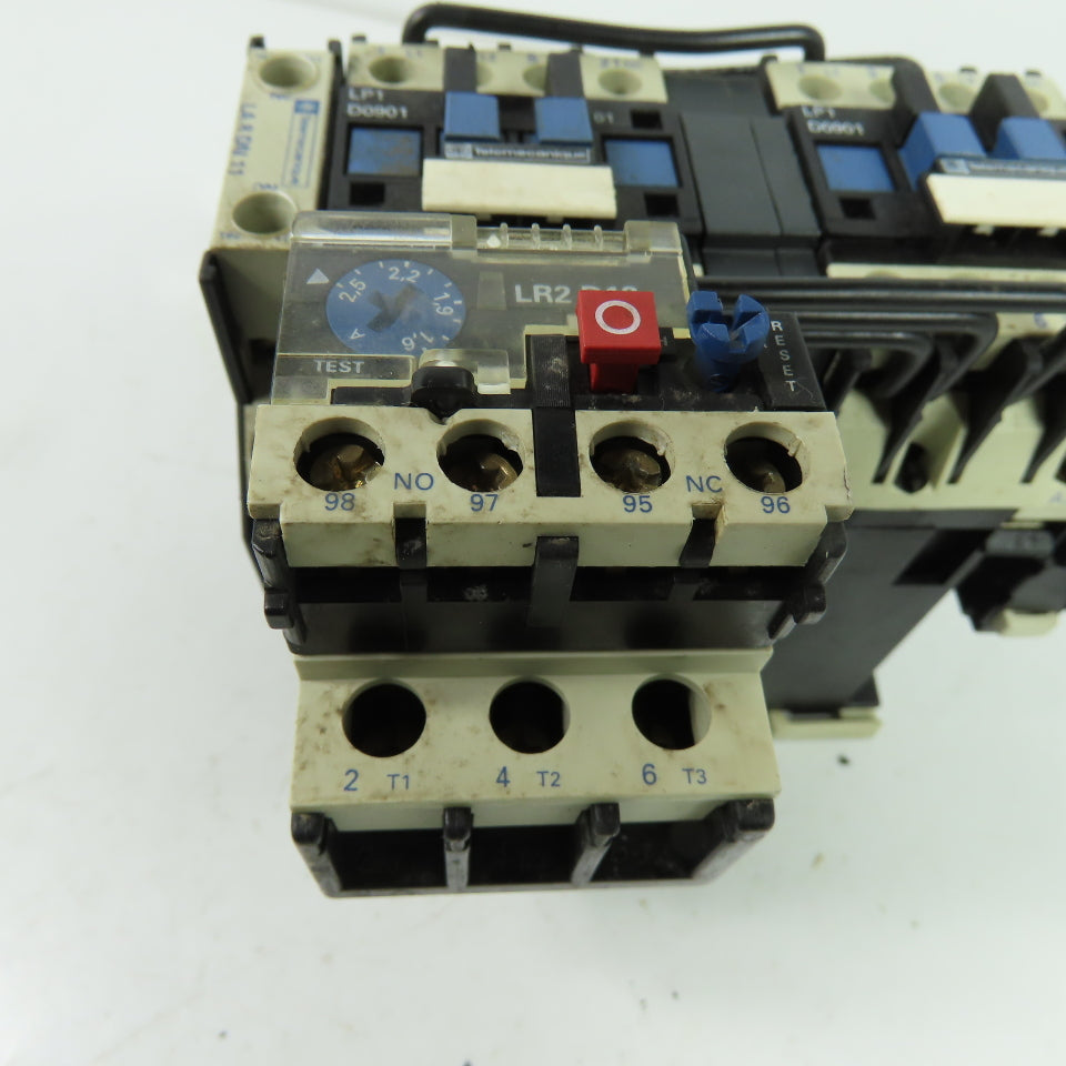 Telemecanique LP1 D0901 Reversing Contactor 600V 25A 24V Coil W/Overload Relay