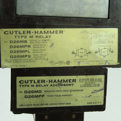 Cutler Hammer D26MPR Type M Relay 600VAC Max