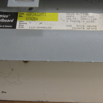 General Electric AQF3422MTX 225A 42-Space Panelboard 208Y/120V 3PH 4W W/Breakers