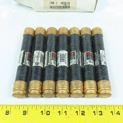 Bussmann Fusetron FRS-R-3 3A Amp 600V Dual Element Time Delay Fuses Lot Of 7