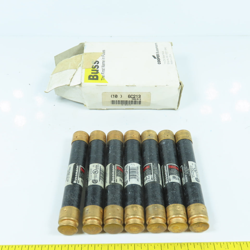 Bussmann Fusetron FRS-R-3 3A Amp 600V Dual Element Time Delay Fuses Lot Of 7