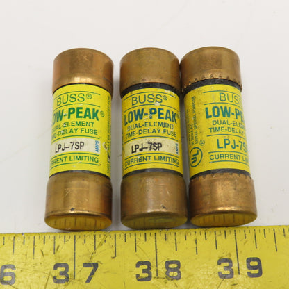 Buss LPJ-7SP 7 Amp Dual Element Time Delay Class J Fuse 600VAC Lot Of 3