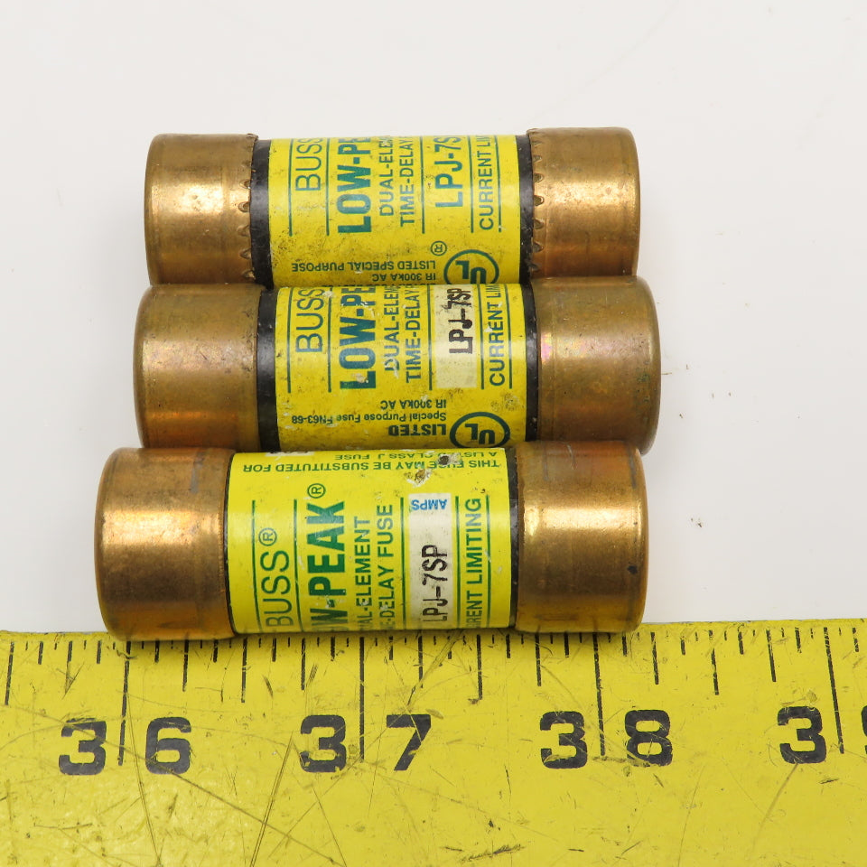 Buss LPJ-7SP 7 Amp Dual Element Time Delay Class J Fuse 600VAC Lot Of 3