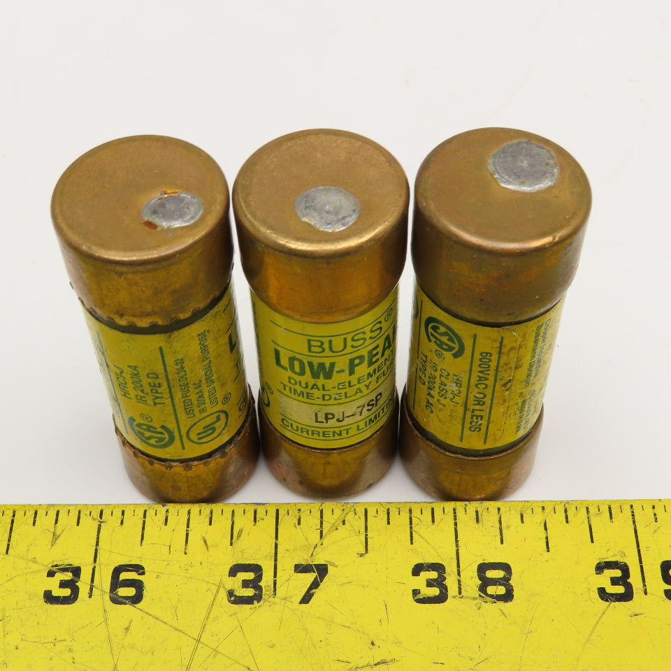 Buss LPJ-7SP 7 Amp Dual Element Time Delay Class J Fuse 600VAC Lot Of 3