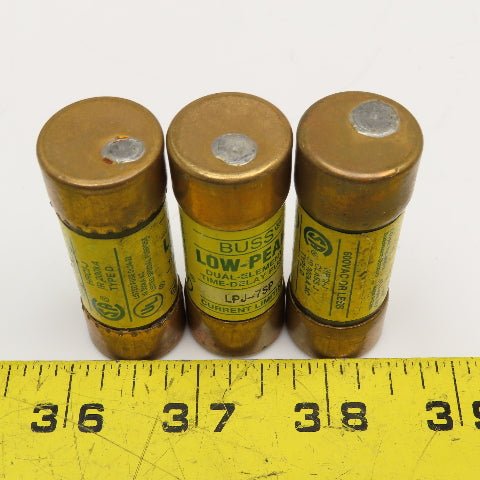 Buss LPJ-7SP 7 Amp Dual Element Time Delay Class J Fuse 600VAC Lot Of 3