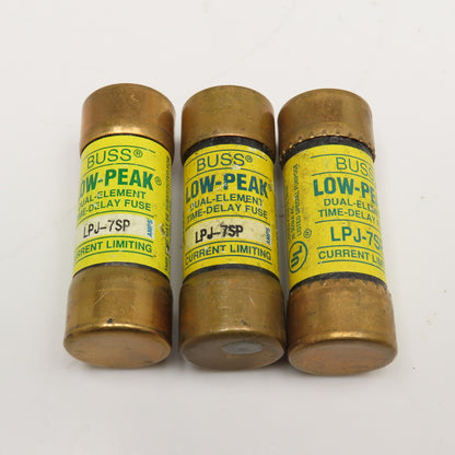 Buss LPJ-7SP 7 Amp Dual Element Time Delay Class J Fuse 600VAC Lot Of 3