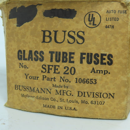 Bussmann FSE20 20A Amp Glass Tube Fuses 1/4" OD x 1-1/4" Long Lot Of 400